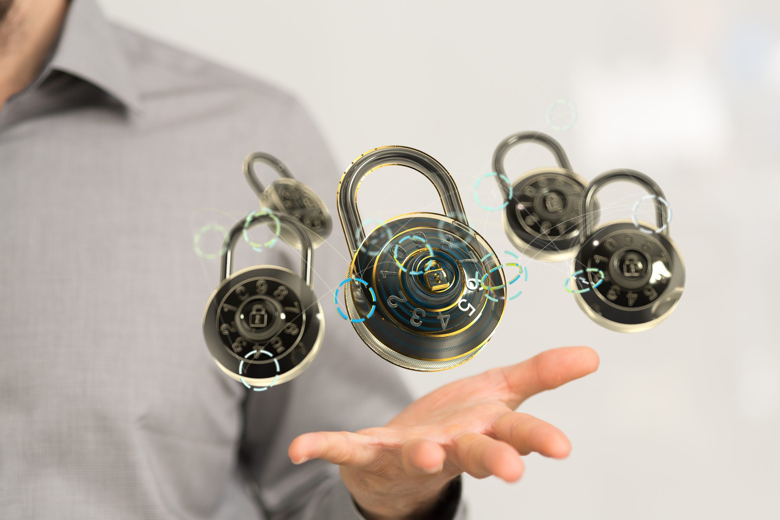 a picture of three locks representing security.